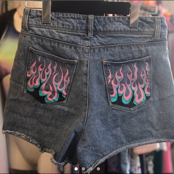 Flames Hand Painted Shorts - Picture 1 of 4